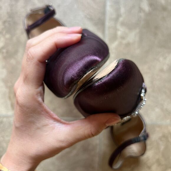 Vtg Y2K Colin Stuart Satin Heels 7.5 Purple Iridescent Prom Formal Wedding Glam - Picture 6 of 6